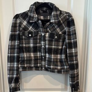 BlankNYC| Plaid Black and Brown Women's Crop Jacket| Size Large
